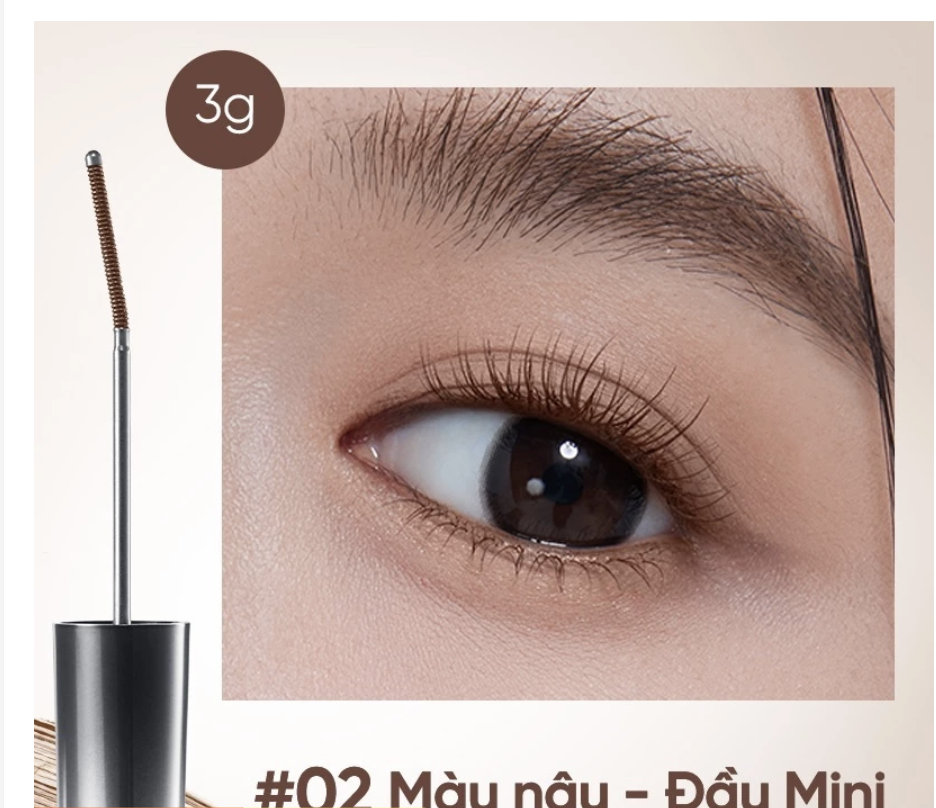Mascara #02 Nâu - đầu mini 6 độ JUDYDOLL Giữ Cong Dài Mi Chống Nước Chống Lem Lâu Trôi 2g/3g