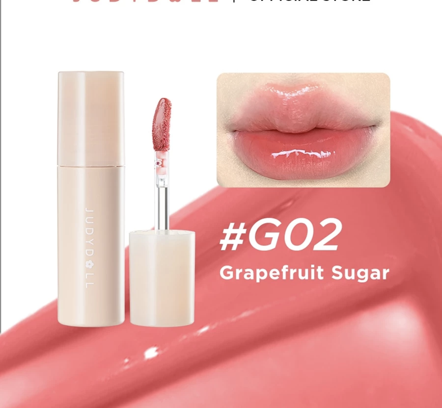 Son Tint Bóng #G02 Hồng Baby JUDYDOLL Căng bóng Son kem Mịn lì Mờ Vân môi Lâu Trôi Không khô môi 2,8g