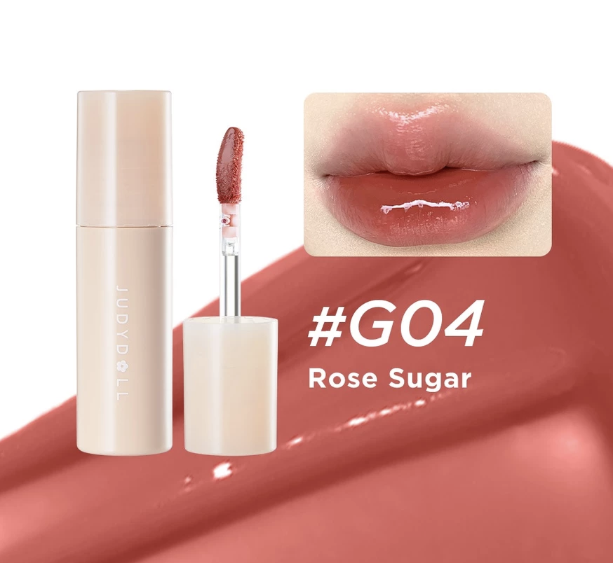 Son Tint Bóng #G04 Đỏ Hồng Trà JUDYDOLL Căng bóng Son kem Mịn lì Mờ Vân môi Lâu Trôi Không khô môi 2,8g